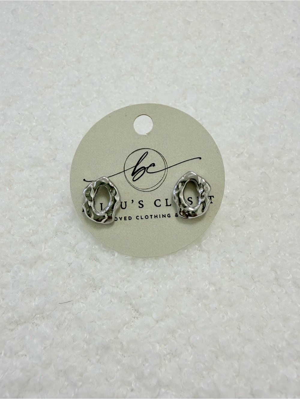 BC Silver Textured Loop Stud Earrings